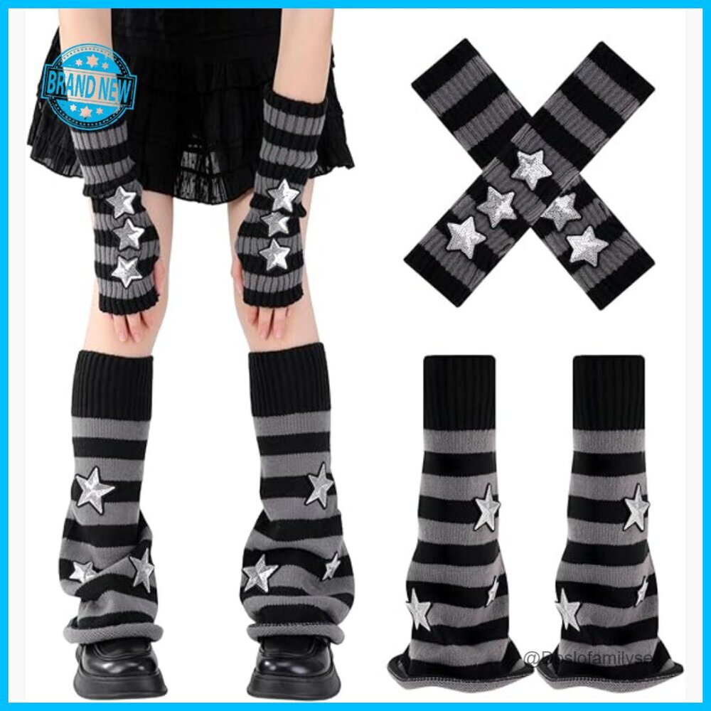 Y2K Star Leg Warmers Stretchy Knit Ballet Dance Streetwear Accessories